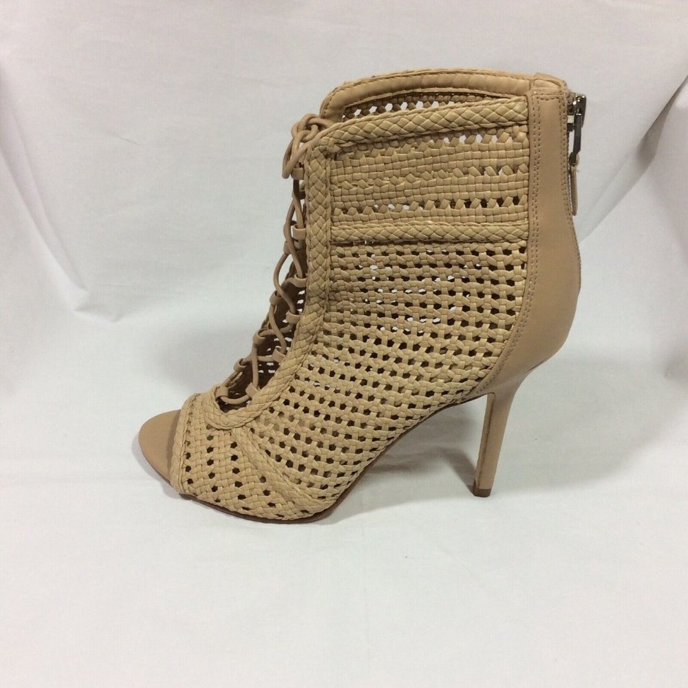 Sam Edelman Abbie Woven Heels Tan Strappy Exposed Back‎ Zip